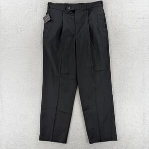 Slates Dress Pants Mens 33x30 Gray Pleated Stretch Straight Leg Office Business